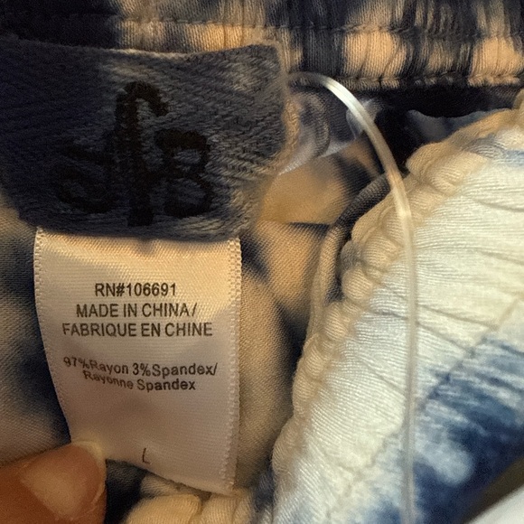 Young Fabulous & Broke High Waist Tie-Dye Shorts - Navy and White - Picture 4 of 12